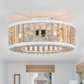 20 Inch Boho Flush Mount Ceiling Fan with Lights and Remote,3 Speeds Reversible Bladeless Low Profile Ceiling Fan for Bedroom