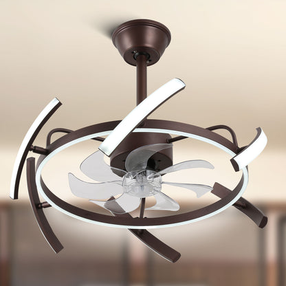 DC2403-24.4" DIY Shape Reversible LED Ceiling Fan with Remote and Light Kit Included