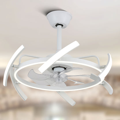 DC2403-24.4" DIY Shape Reversible LED Ceiling Fan with Remote and Light Kit Included