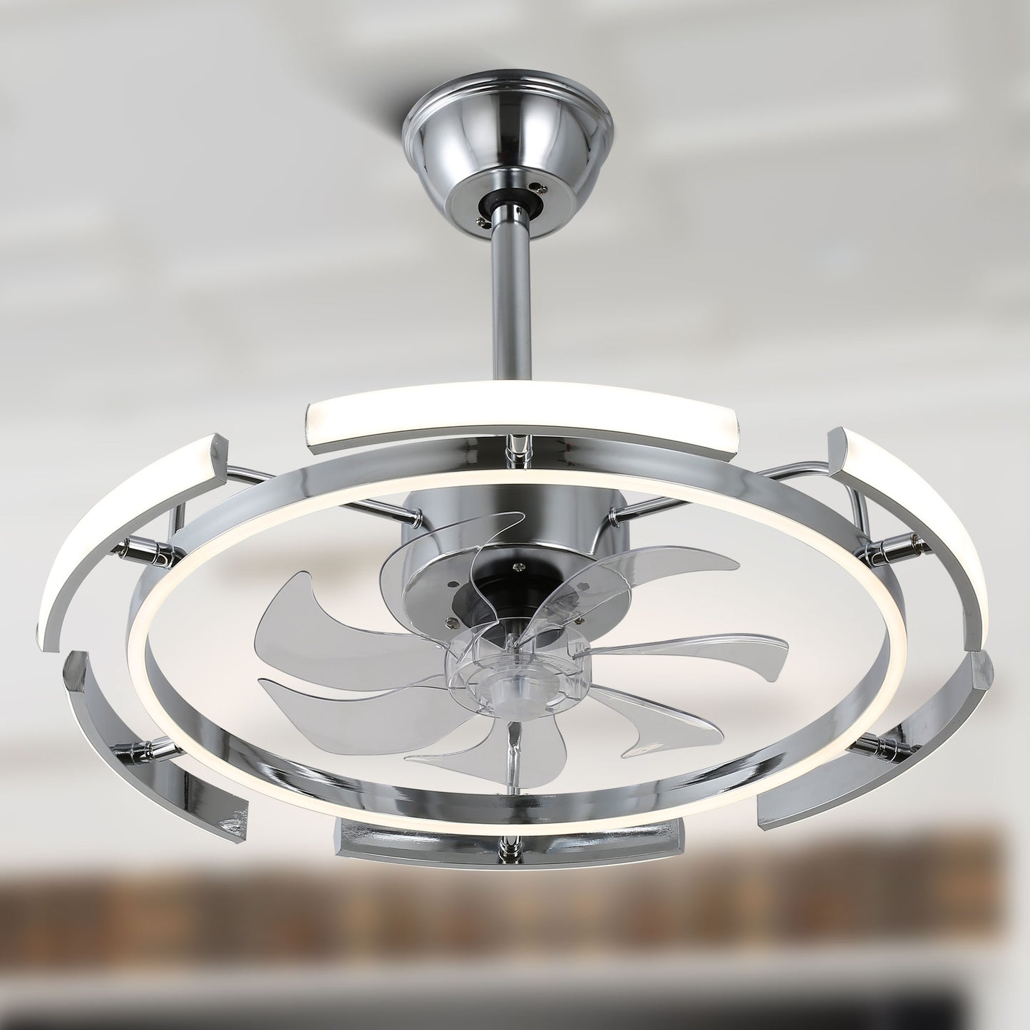 DC2403-24.4" DIY Shape Reversible LED Ceiling Fan with Remote and Light Kit Included