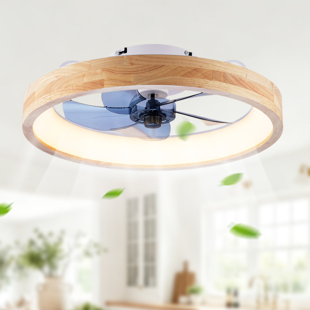 20 Inch Modern Flush Mount Ceiling Fan with LED Light & Remote Control, 6 Speed DC Motor Reversible Ceiling Fan