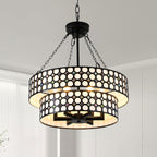 BD4083-BellaDepot 6 Lights Black/White Finish Vintage Chandelier, Home Decor Light Fixture with Adjustable Chain
