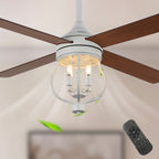 52 Inch Classic Ceiling Fan with Lights and Remote Control, 6 Speeds DC Motor Reversible Ceiling Fan with Black/Brown 4-Blade