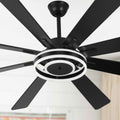 72 Inch Black/Gold/Chrome 8-Blade Modern Extra Large Ceiling Fan with LED Light and Remote, 6 Speeds DC Motor Reversible Ceiling Fan