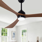 62 Inch Rustic Farmhouse Large Solid Wood 3 Blade Ceiling Fan with Lights & Remote Control, 6 Speed DC Motor Reversible Ceiling Fan