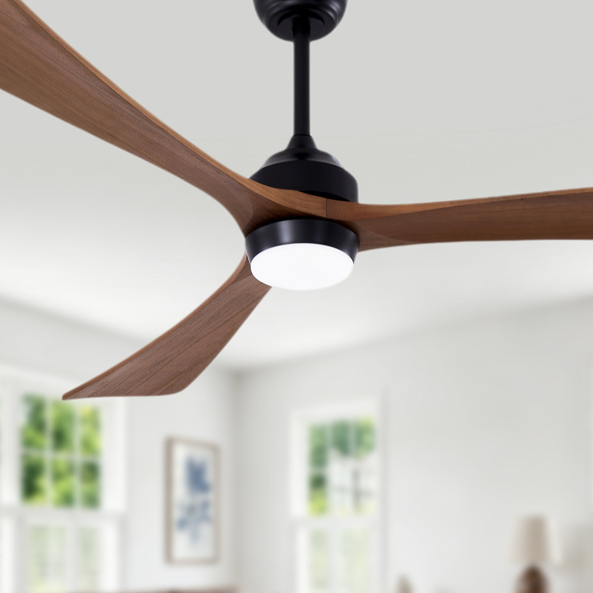 62 Inch Rustic Farmhouse Large Solid Wood 3 Blade Ceiling Fan with Lights & Remote Control, 6 Speed DC Motor Reversible Ceiling Fan
