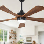 42 Inch Traditional Farmhouse Solid Wood 5 Blade Ceiling Fan with Lights & Remote Control, 6 Speed DC Motor Reversible Ceiling Fan