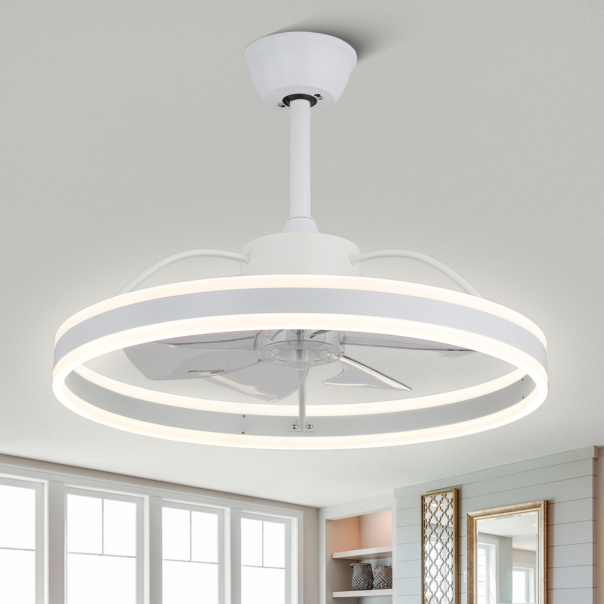 DC2402-BellaDepot 23.6" Modern Reversible Ceiling Fan with LED Light Kit Included and Remote