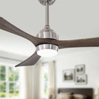 42 Inch Industrial Farmhouse Solid Wood 3 Blade Ceiling Fan with Lights & Remote Control, 6 Speed DC Motor Reversible Ceiling Fan