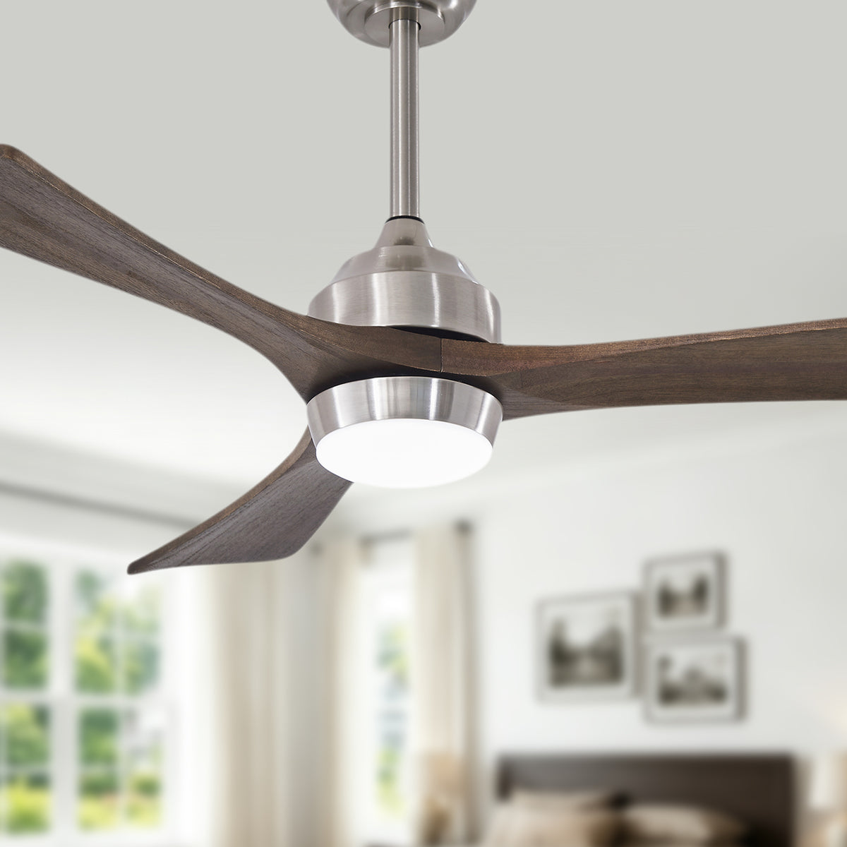 42 Inch Industrial Farmhouse Solid Wood 3 Blade Ceiling Fan with Lights & Remote Control, 6 Speed DC Motor Reversible Ceiling Fan