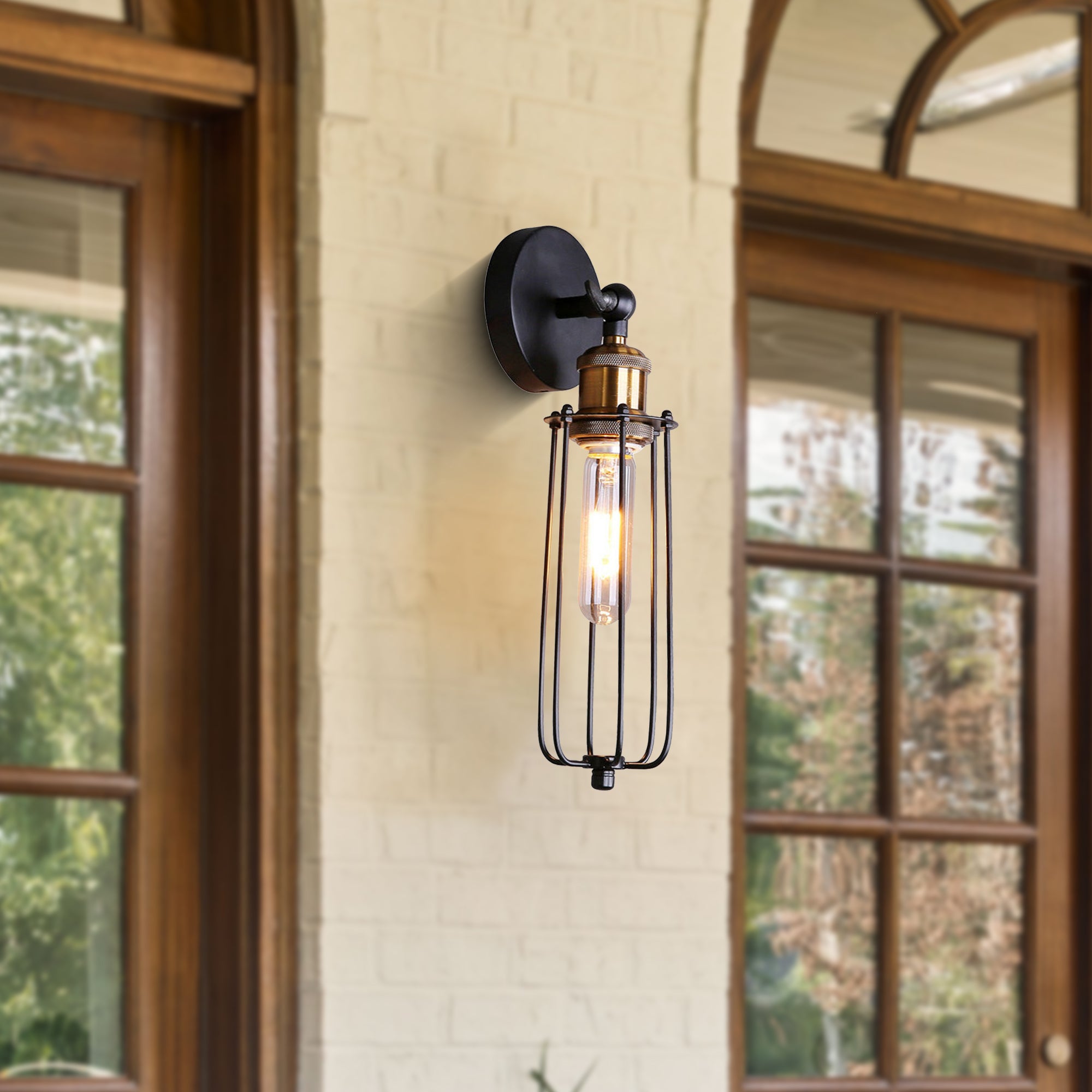 1 - Light Black Industrial Wall Sconces with Adjustable Angle, Modern Wall Light for Hallway
