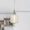 1 - Light Black/Chrome Cylinder Crystal LED Pendant Light, 7.3" Dining Room Light Fixtures Kitchen Island Light