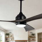 52 Inch Modern Farmhouse Black 3 Blade Ceiling Fan with Lights & Remote Control, 6 Speed DC Motor Reversible Ceiling Fan