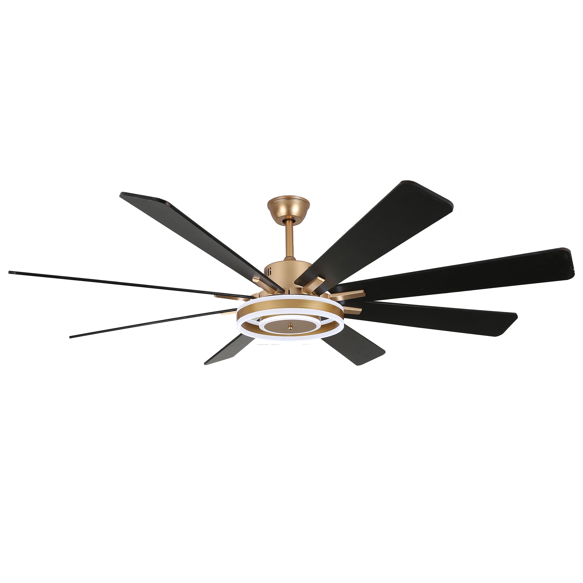 72 Inch Black/Gold/Chrome 8-Blade Modern Extra Large Ceiling Fan with LED Light and Remote, 6 Speeds DC Motor Reversible Ceiling Fan