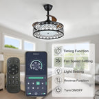 DC2204-BellaDepot 22" Classic Retractable Ceiling Fan with Remote and LED Light Kit Included, Dimmable Ceiling Fan