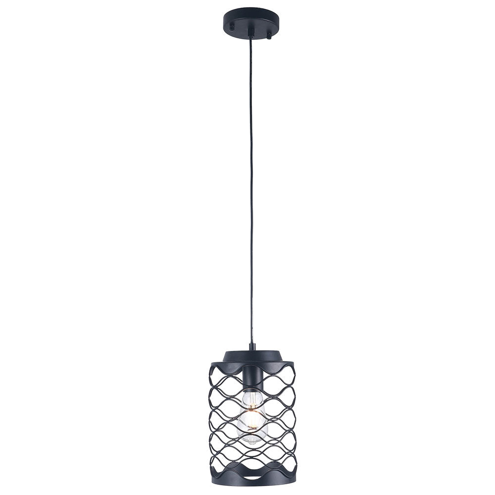 1 - Light Black Cylinder Pendant Light, 6.7" Dining Room Light Fixtures Kitchen Island Light