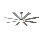72 Inch Black/Chrome Modern Extra Large Ceiling Fan with LED Light and Remote, 6 Speeds 8-Blade DC Motor Reversible Ceiling Fan for Living Room