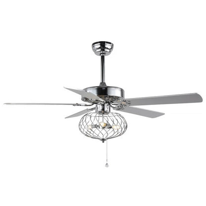 BD2028-42"/48"/52" Large Industrial Caged Reversible Ceiling Fan, with Remote and 3 Lights, 5 Wooden Blades