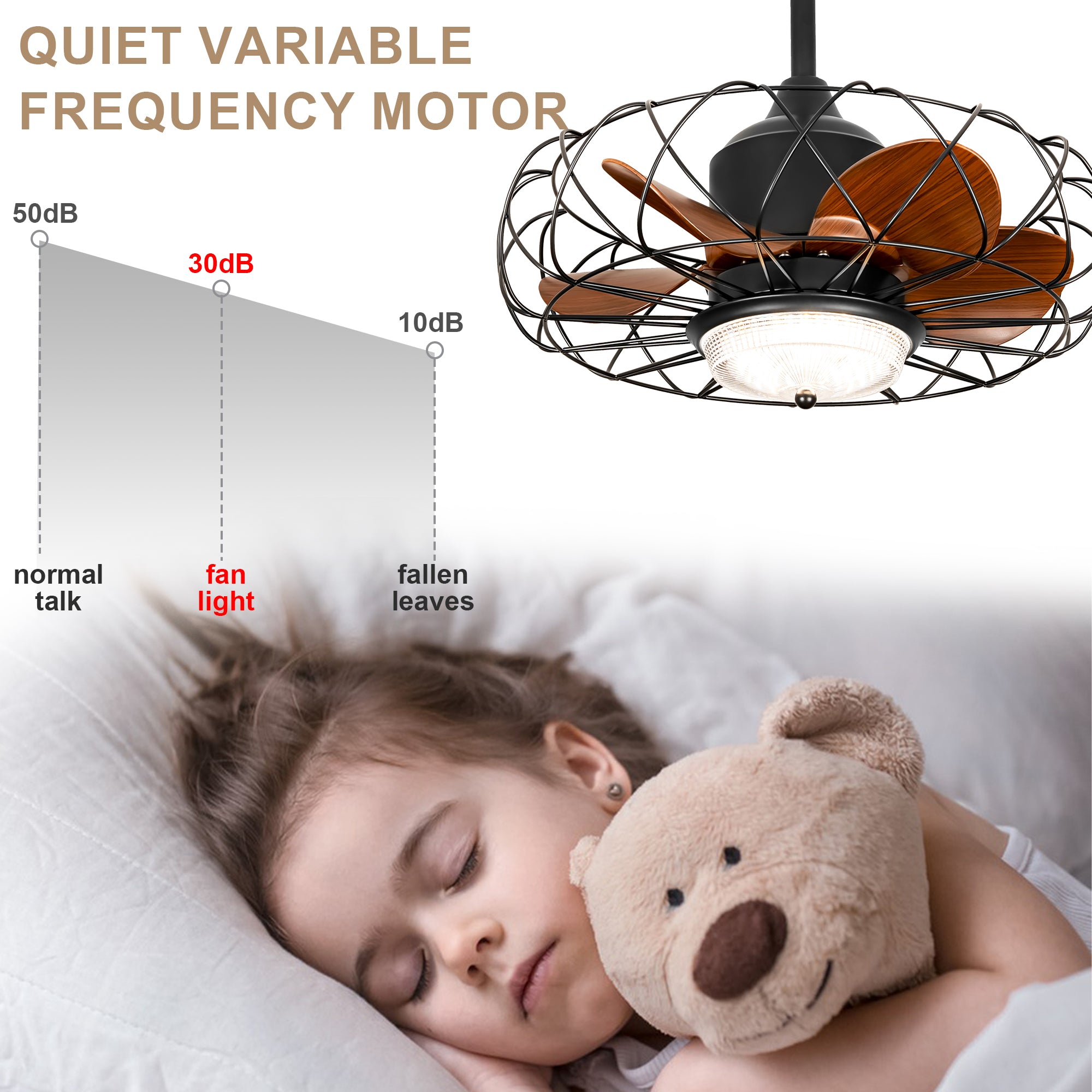 21 Inch Outdoor Caged Ceiling Fan with LED Light and Remote & APP Control, 6-Speed Reversible Modern Waterproof Industrial Ceiling Fan for Patio