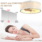20 Inch Vintage Drum Cage Ceiling Fan with Light and Remote, 6-Speed DC Motor Distressed White Bladeless Ceiling Fan for Bedroom