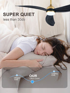 52 Inch Modern Smart Propeller Ceiling Fan with Dimmable LED Light and Remote & APP Control, 6-Speed Reversible Ceiling Fan