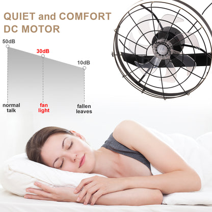 DC2035-BellaDepot 23" Metal Caged Ceiling Fan with Remote Control, Wall Mounted or Ceiling Mounted Fan with LED Light