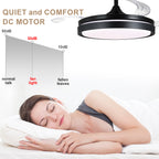 42 Inch Black/Gold/White Modern Retractable Ceiling Fan with LED Light and Remote, 6 Speeds DC Motor Bladeless Ceiling Fan for Bedroom