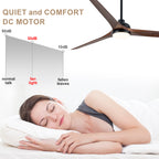 72 Inch Modern Farmhouse Extra Large Ceiling Fan with Dimmable LED Light and Remote, 6 Speeds DC Motor Reversible Ceiling Fan for Large Room
