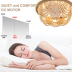 20 Inch Bohemian Flush Mount Ceiling Fan with Lights and Remote, 6 Speeds DC Motor Bladeless Low Profile Ceiling Fan for Bedroom