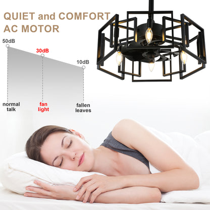 DC2029-19.69" Classic Reversible Ceiling Fan with Remote and 4 Lights, DC Motor 6 Speeds Ceiling Fan