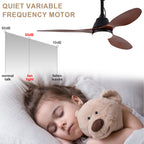 42 Inch Modern Farmhouse Smart Outdoor Ceiling Fan with Dimmable LED and Remote, 6-Speed 3-Blade Waterproof Ceiling Fans Plug In Outside Patio Fan