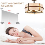 20 Inch Farmhouse Drum Caged Ceiling Fan with Lights and Remote APP Control, 6 Speeds DC Motor Reversible Fandelier Ceiling Fan for Bedroom