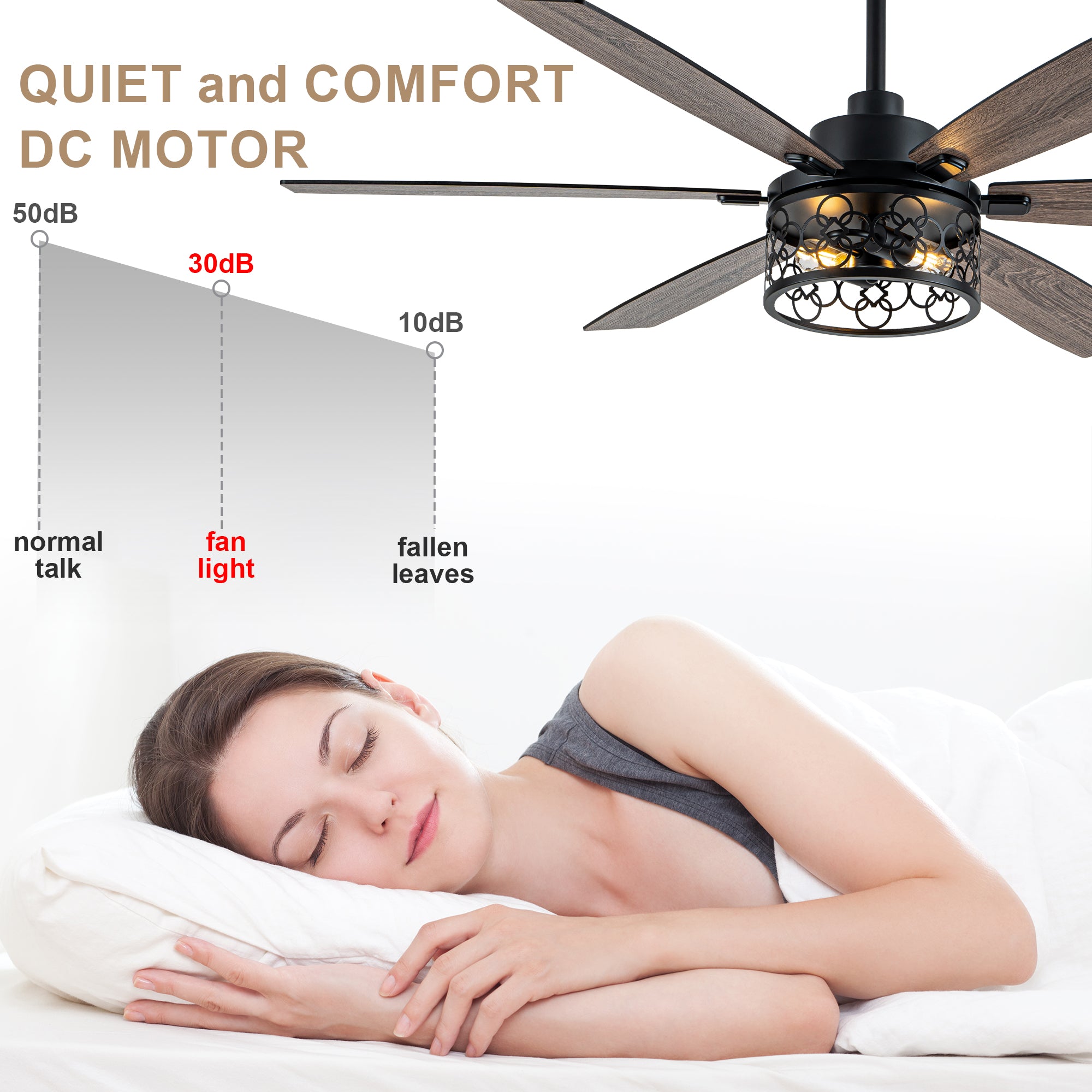 Modern 60 Inch Industrial Caged Ceiling Fan with Light Reversible Quiet DC Motor with 6 Speed Remote Control Ceiling Fan Adjustable Down Rodes Ceiling Fan with Light Suit for Bedroon,Living Room