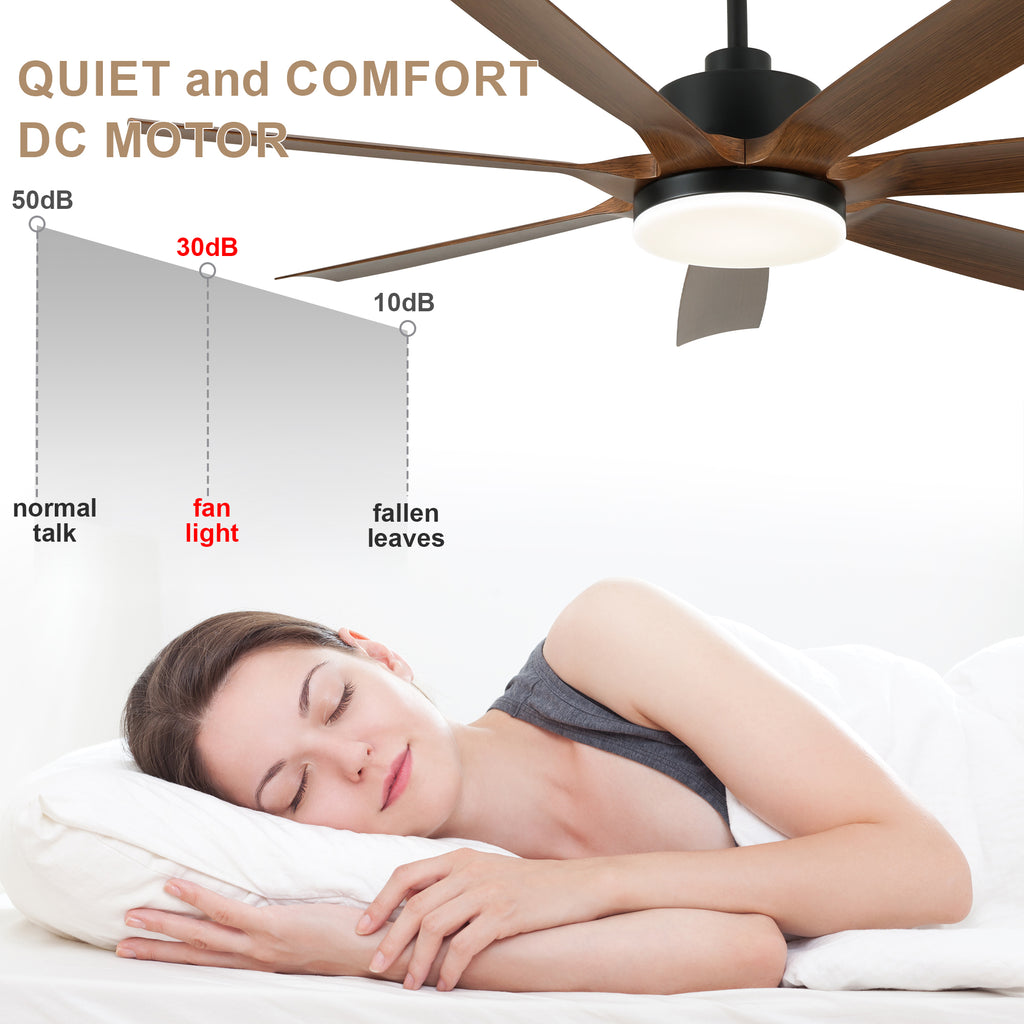 60 Inch 6-Blade Black Farmhouse Large Ceiling Fan with LED Lights and Remote Control, 6 Speeds Reversible Ceiling Fan