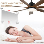 60 Inch 6-Blade Black Farmhouse Large Ceiling Fan with LED Lights and Remote Control, 6 Speeds Reversible Ceiling Fan