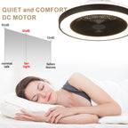19 Inch Modern Smart Flush Mount Ceiling Fan with Dimmable LED Light and Remote, 6 Speeds DC Motor Bladeless Ceiling Fan for Low Profile with RGB Light