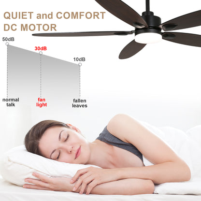 DC256001-BellaDepot 60" Modern Contemporary Stylish Design Ceiling Fan with Remote Control and LED Lights, Reversible 6 Speeds Ceiling Fan for All Seasons