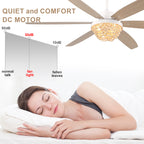 65 Inch White Bohemian  Ceiling Fan with Lights and Remote, 6 Speeds DC Motor Reversible Large Ceiling Fan for Living Room
