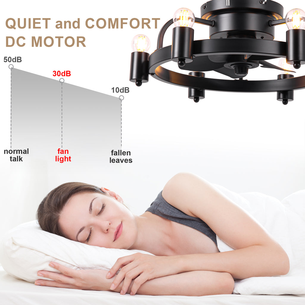 DC252007-BellaDepot 20" Compact Ceiling Fan, Rudder Shape Flush Mount Fan with Lights