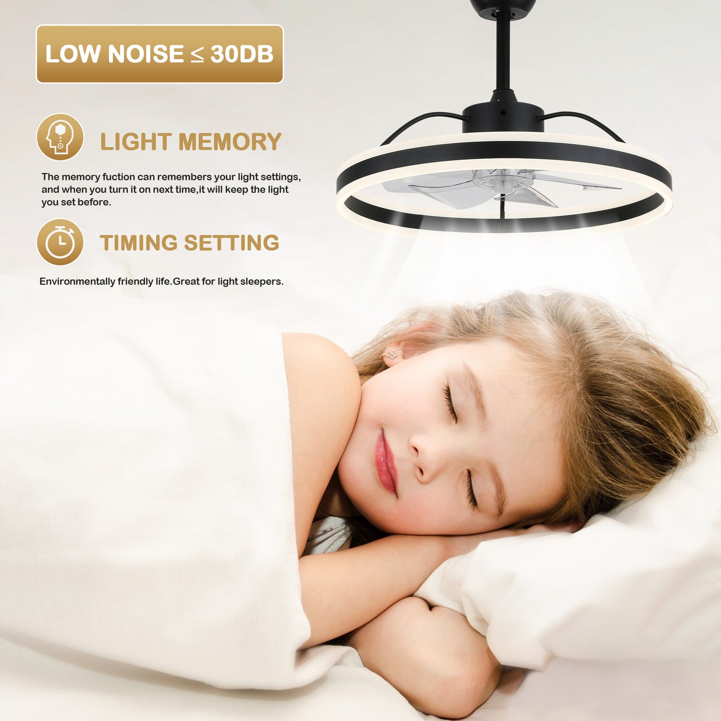 DC2402-24" Small Size Modern Design Ceiling Fan with LED Light Kit Included and Remote