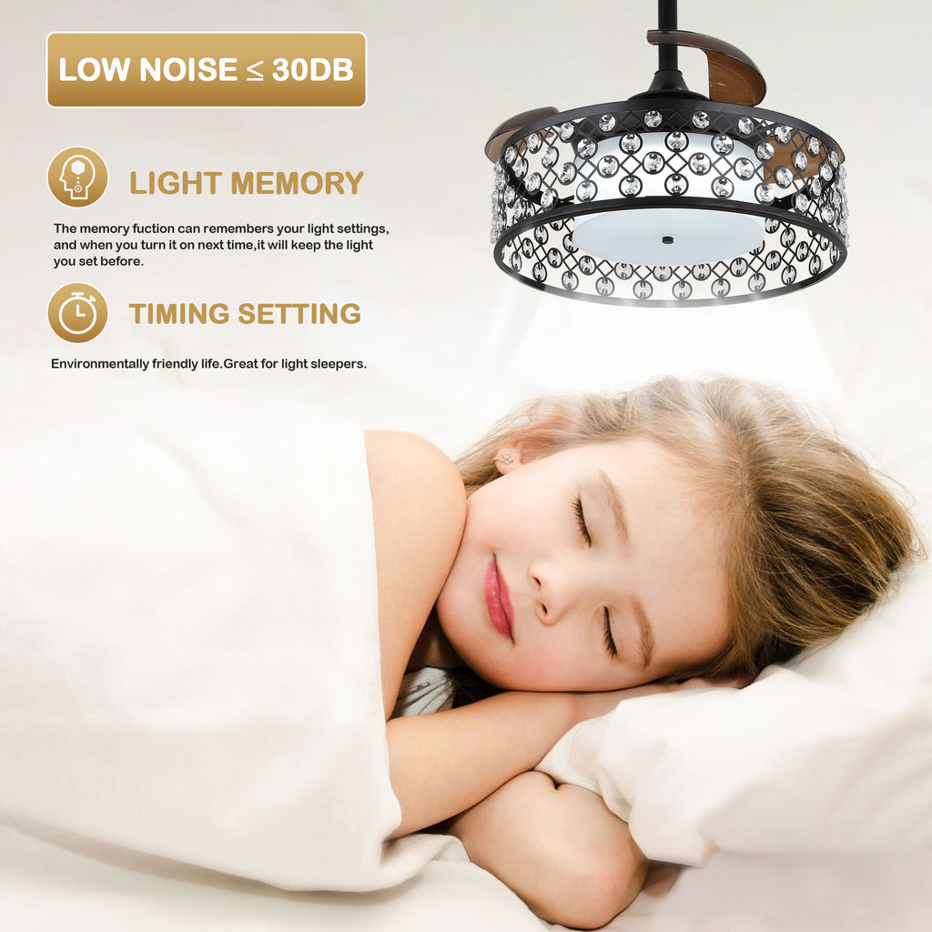 DC2204-BellaDepot 22" Classic Retractable Ceiling Fan with Remote and LED Light Kit Included, Dimmable Ceiling Fan