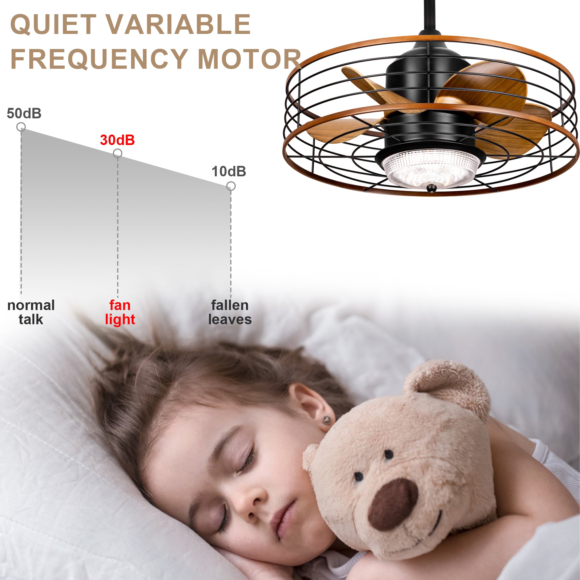 21 Inch Outdoor Waterproof Ceiling Fan with LED Light and Remote & APP Control, 6-Speed Reversible DC Motor Plug-in Ceiling Fan for Patio