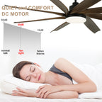 72 Inch Modern Ceiling Fan with LED Light and Remote Control, 6 Speed Reversible DC Motor Large Room Ceiling Fan for Living Room