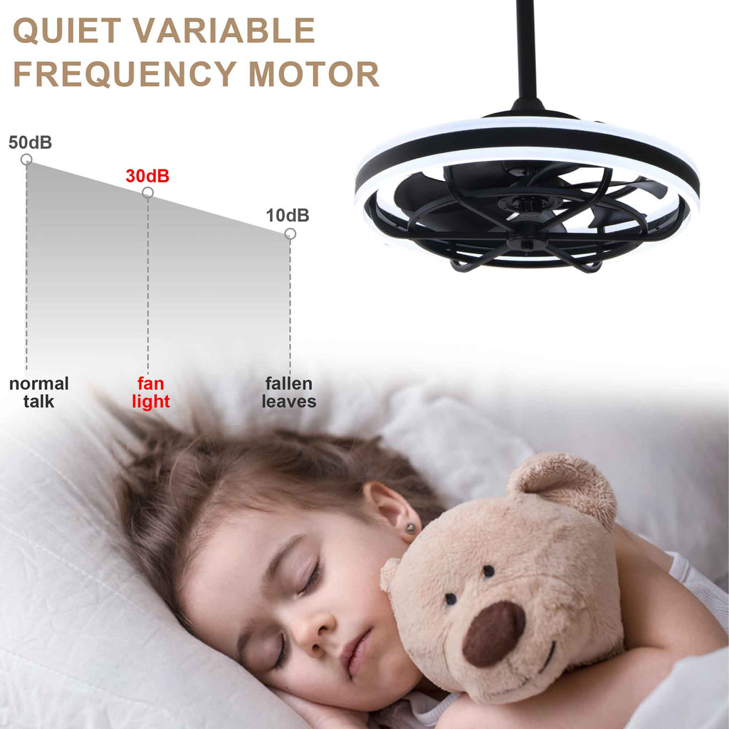 20 Inch Modern Smart Outdoor Caged Ceiling Fan with Dimmable LED Light, DC Motor 6 Speeds Waterproof Plug In Ceiling Fan