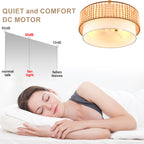 20 Inch Gold Bohemian Drum Ceiling Fan with Lights and Remote, 6 Speeds DC Motor Reversible Bladeless Fandelier Ceiling Fan with Wood Beaded Shade