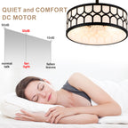 20 Inch Modern Drum Cage Ceiling Fan with Light and Remote, DC Motor 6-Speed Reversible Fandelier Bladeless Ceiling Fan for Bedroom