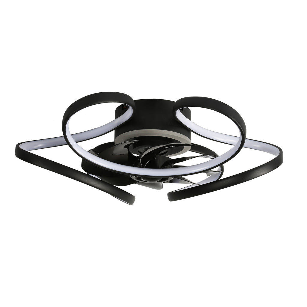22 Inch Modern Smart Flush Mount Ceiling Fan with LED Lights and Remote, 6 Speeds DC Motor Bladeless Ceiling Fan for Low Profile
