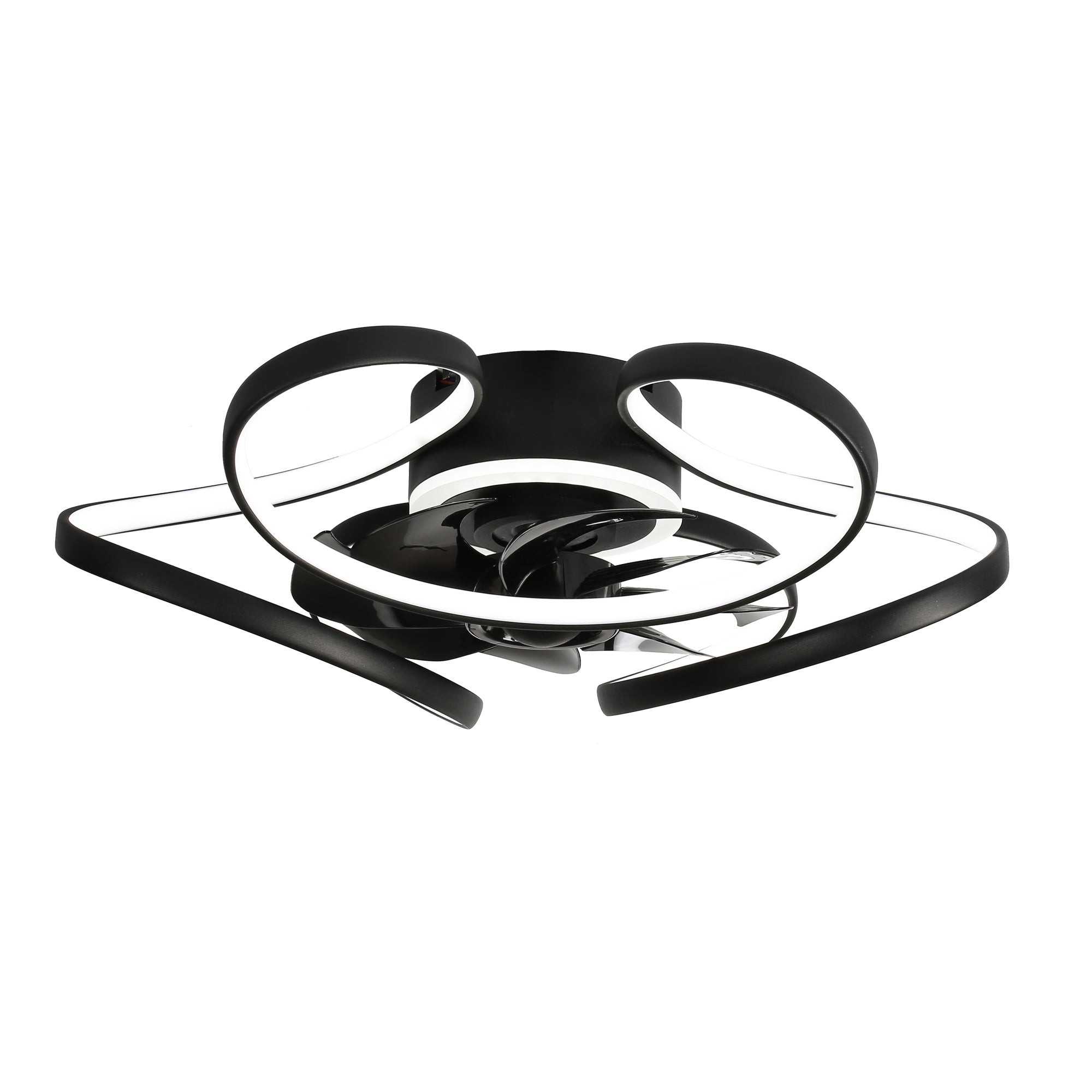 22 Inch Modern Smart Flush Mount Ceiling Fan with LED Lights and Remote, 6 Speeds DC Motor Bladeless Ceiling Fan for Low Profile