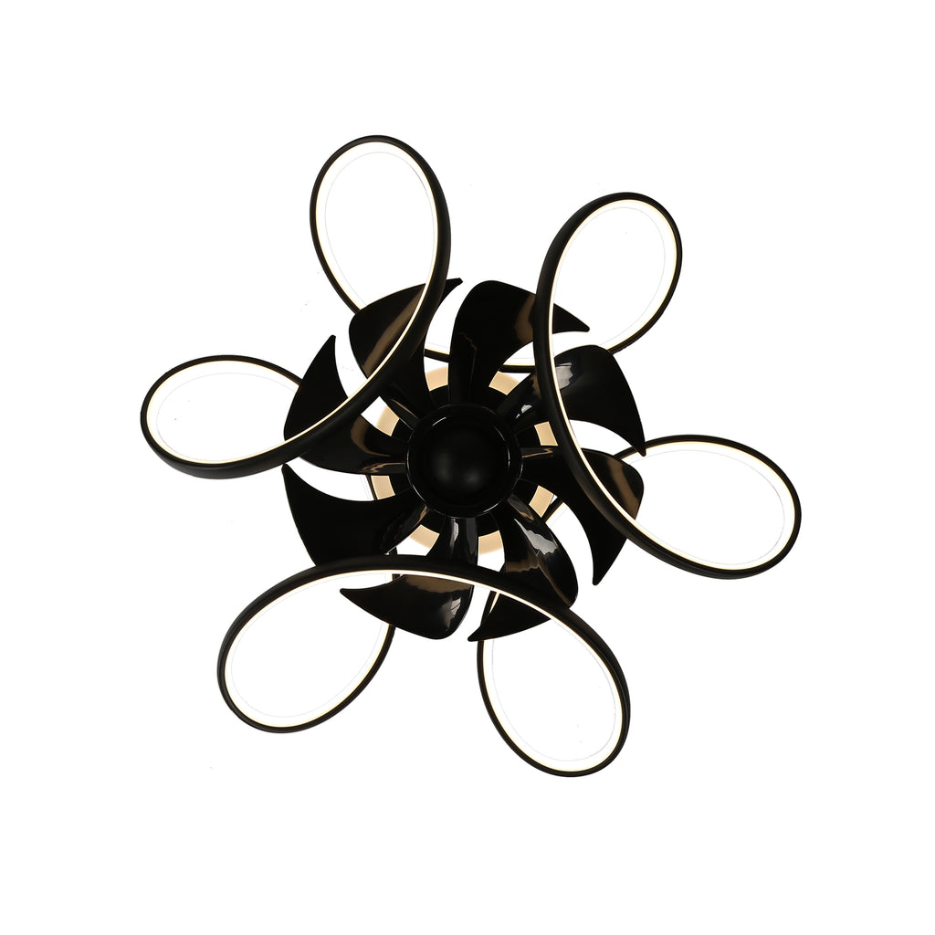 22 Inch Modern Smart Flush Mount Ceiling Fan with LED Lights and Remote, 6 Speeds DC Motor Bladeless Ceiling Fan for Low Profile
