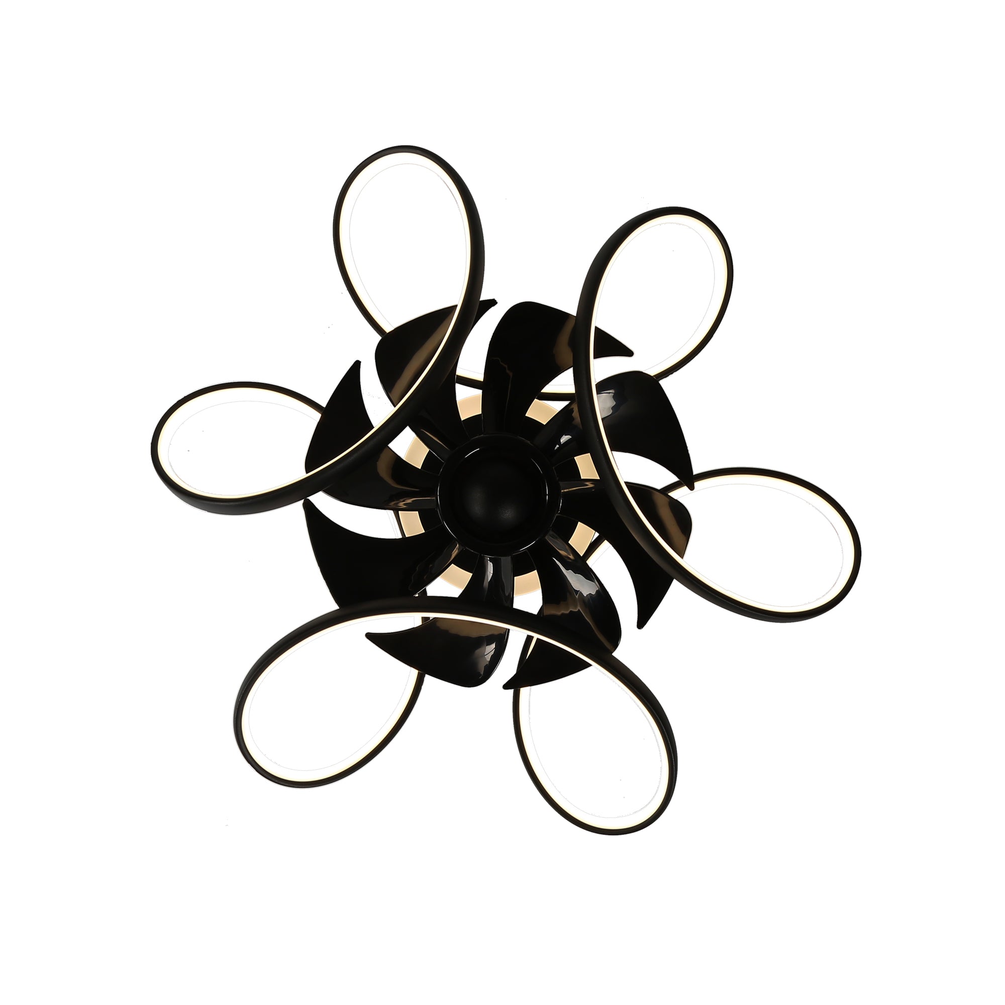22 Inch Modern Smart Flush Mount Ceiling Fan with LED Lights and Remote, 6 Speeds DC Motor Bladeless Ceiling Fan for Low Profile